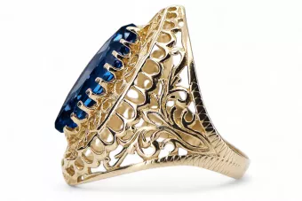 Žiedas Sapyras 14k geltono aukso Vintažiniai amatai vrc090y